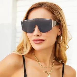 Oversized Shield Sunglasses Fashion Rimless One-Piece Sun Glasses UV400 Protection Windproof Outdoor Cycling Eyewear OD21038