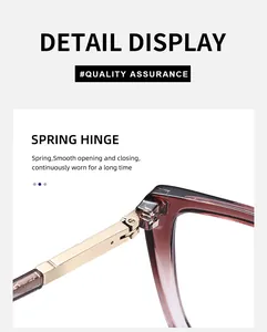 Detail of premium spring hinge and translucent red-brown resin frame on cat eye sunglasses