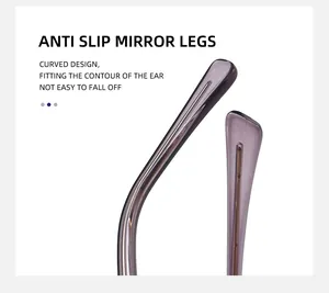 Detailed view of the ergonomic curved deep purple sunglasses temple with anti-slip design