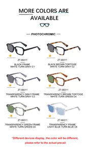 Detalle de las gafas de sol fotocromáticas cuadradas ZT-99311 en seis colores diversos