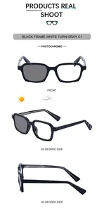 Múltiples vistas de gafas de sol fotocromáticas cuadradas con montura negra