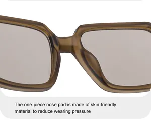 Detail of square sunglasses with integrated nose pads for comfortable pressure-free wear