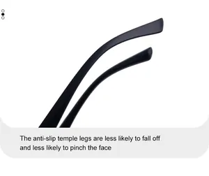 Détail des branches noir mat avec design antidérapant pour un confort stable des lunettes