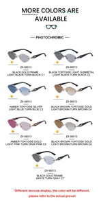 Lunettes de soleil œil de chat photochromiques sans monture en sept couleurs variées