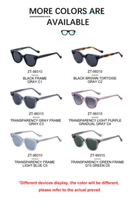Vue détaillée des lunettes de soleil œil de chat tendance en six coloris de monture