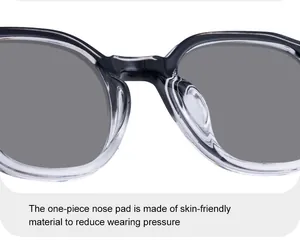 Detailed close-up of the integrated one-piece nose pads on square frame sunglasses