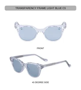 Vues détaillées de lunettes de soleil œil de chat transparentes avec verres bleu clair