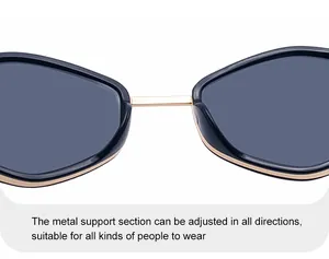 Detailed close-up of adjustable gold metal bridge on polygon sunglasses for a custom fit