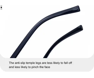 Détail de la branche de lunettes de soleil carrées avec design antidérapant poli noir