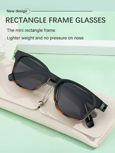 Detail of tortoise shell rectangle sunglasses with model GF-99504 on inner temple