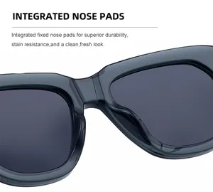 Close-up of integrated fixed nose pads on trendy cat-eye polarized sunglasses