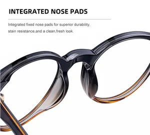 Detail of integrated fixed nose pads on stylish tortoiseshell round frame sunglasses