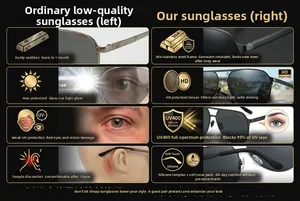 Detailed view of 304 stainless steel aviator sunglasses with HD polarized UV400 lenses
