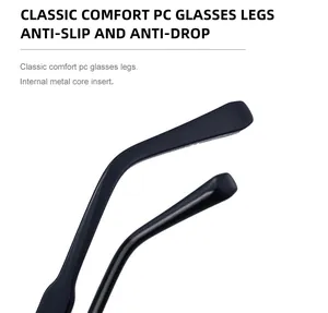 Detail van de zonnebrilpoot met metalen kern en antislip PC-materiaal voor extra grip