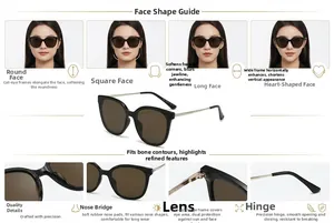 Détails de lunettes de soleil œil de chat montrant branches acier et plaquettes nez