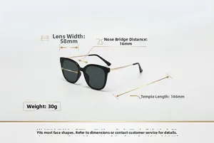 Dimensions détaillées des lunettes de soleil œil de chat et guide des tailles femme