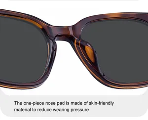 Close-up of integrated tortoise shell sunglasses nose pads for comfortable wear