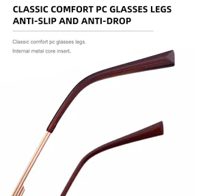 Detail of square photochromic sunglasses temples with internal metal core and anti-slip grip