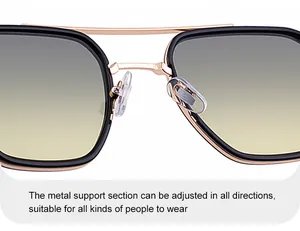 Detail of rose gold double bridge and adjustable silicone nose pads on sunglasses