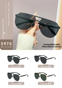 Prescription compatible pilot sunglasses with metal frame showing detail and four color options