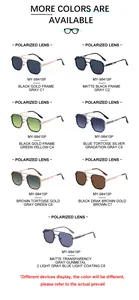 Detailed collection of polarized aviator sunglasses with metal frames and double bridge