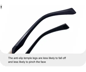 Macro detail of matte black sunglass temples with anti-slip texture and golden metal accents