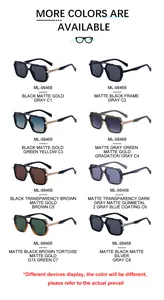 Detailed display of square frame sunglasses ML-98468 in eight available color options