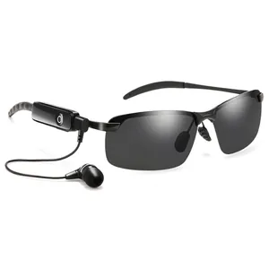 Lunettes de Soleil Intelligentes Bluetooth pour Hommes Verres Polarisés TAC Monture en Métal Musique sans Fil Appels Sport Conduite Lunettes Audio