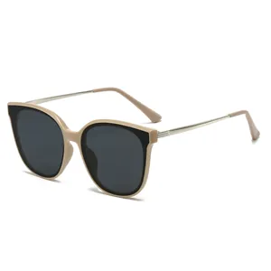 Lunettes de soleil polarisées œil de chat pour femmes avec monture contrastée beige