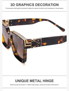 Détail de lunettes de soleil écaille avec charnières en métal doré gaufré 3D et textures