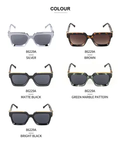 Nuancier détaillé de lunettes de soleil rectangulaires avec cinq finitions de monture tendance