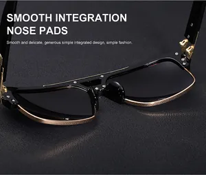 Détail des plaquettes de nez intégrées et de la monture en métal doré de ces lunettes