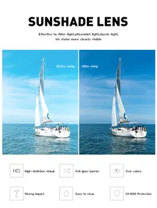 Detail view of UV400 protection and high-definition lens features for pilot sunglasses