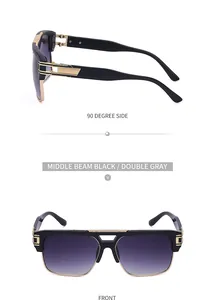 Détail de lunettes de soleil rétro pour hommes avec pont en métal doré et verres dégradés
