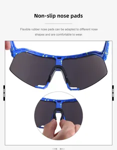 Detail of adjustable non-slip rubber nose pads on sporty colorful cycling sunglasses