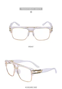 Vue détaillée de lunettes de soleil oversize blanc transparent avec monture dorée