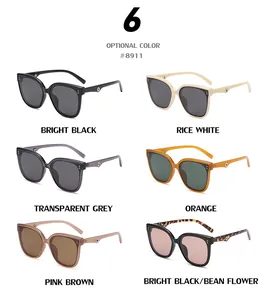 Matrix display of fashion square oversized sunglasses in six trendy assorted frame colors