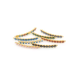 Barrette placcate oro 18K con perline smaltate Evil Eye per creazione gioielli DIY