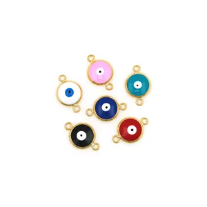 18K vergoldete Evil Eye Schmuckverbinder für DIY Schmuckherstellung in sechs Farben