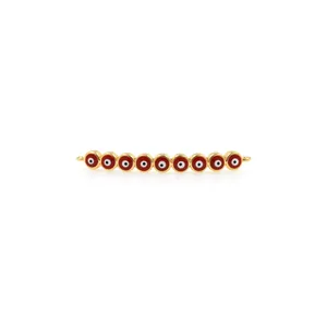 Connettore Occhio di Allah in Rame Placcato Oro 18K Striscia Occhio Turco Zircone Smalto Per Fai-da-Te Bracciale Collana Gioielli