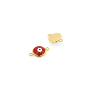 18K vergoldete Rote Evil Eye Verbinder für DIY Schmuckherstellung mit zwei Ringen