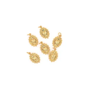 Set of 6 gold plated 18K cross and heart charms for DIY jewelry making accessories