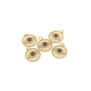 5er-Set 18K vergoldete Evil Eye Anhänger mit blauen und weißen Zirkonia-Kristallen