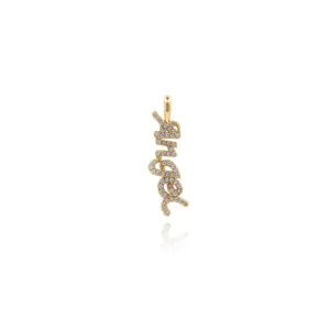 18K Vergoldeter Kupfer Micro-Pave Zirkonia Angel Buchstaben Anhänger Nur Ohne Kette Für Halskette Armband Schmuckherstellung DIY Zubehör Damen