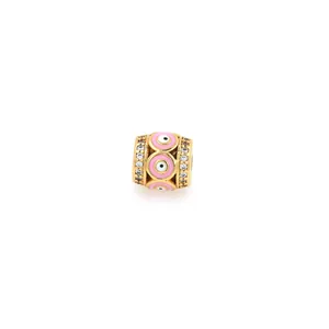 18K Vergoldetes Kupfer Böser Blick Abstandshalter Charm Perle Mit Mikro Zirkonia Emaille Für DIY Schmuckherstellung Armband Halskette Damen