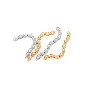 18K vergoldeter Barren-Verbinder mit Zirkonia für DIY-Armbandherstellung