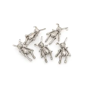 Set mit fünf silbernen Hasenanhängern im Punk-Stil für DIY-Schmuck und Halsketten