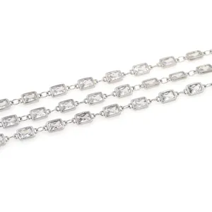Dreireihige Zirkonia-Tenniskette mit 18K Vergoldung für DIY-Schmuckherstellung