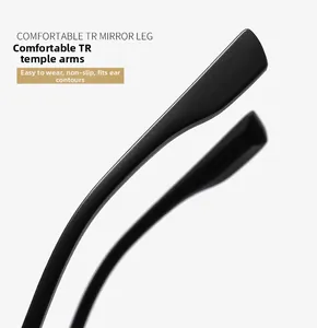 Detail of ergonomic matte black TR temple tips for non-slip comfort on sunglasses