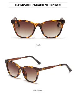 Detail of tortoise frame sunglasses with gradient brown lenses and gold metal accents